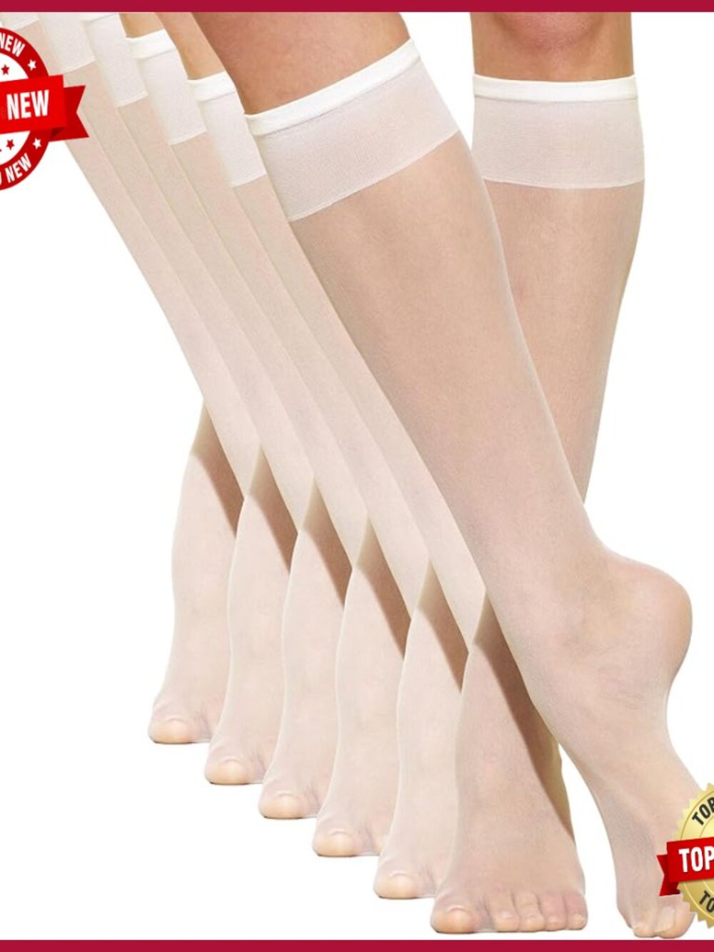 Knee Hi's Energizing Compression Socks 6 Pair Pack Sheer
